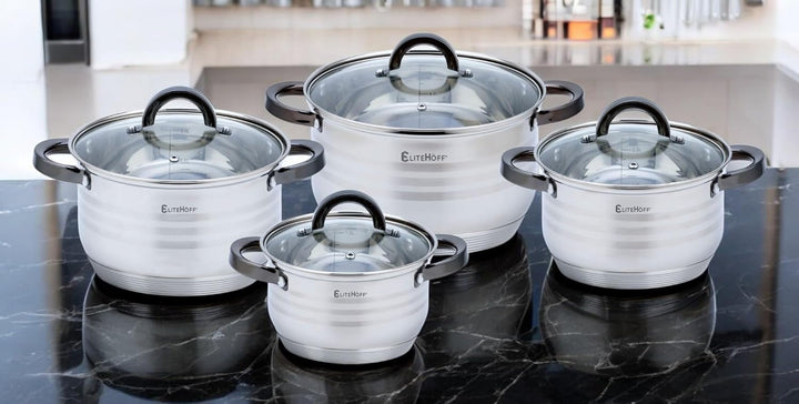 EliteHoff Topfset Induktion, Kochtopf Set mit Glasdeckel, 7-lagiger Edelstahl Topf und Pfannenset mi