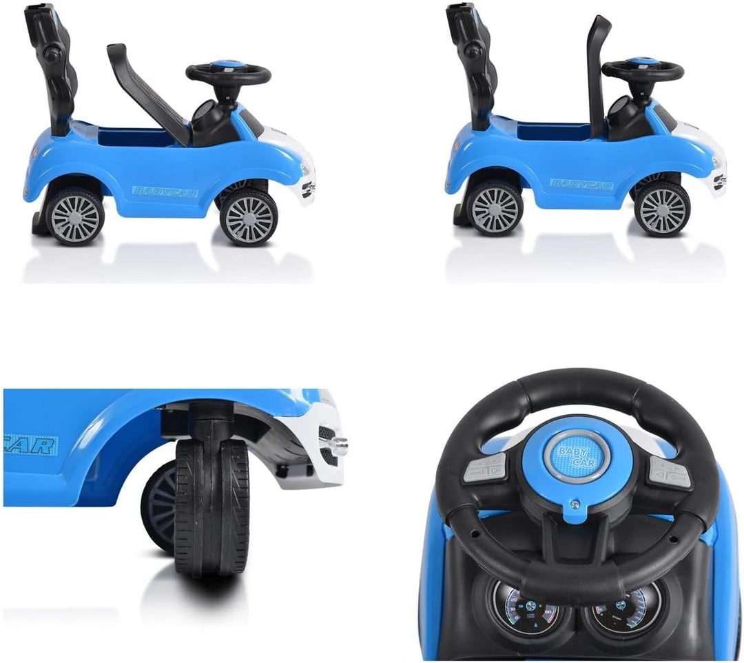 Moni Rutschauto 2 in 1 Rider 308, Rutscher mit Griff, Lehne, Bügel, Fussstütze blau, Blau