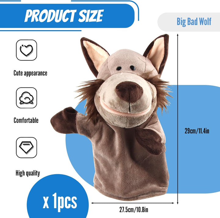 ACTOYS Handpuppe Wolf, Handpuppen für Erwachsene Hände, für Geschenke, Puppentheater (Grauer Wolf),