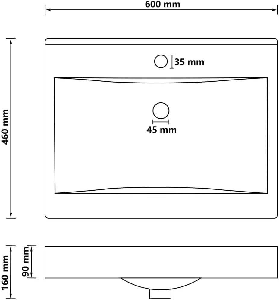 WIFESE Luxus-Waschbecken mit Hahnloch Matt-Hellblau 60x46 cm Keramik Einbauwaschbecken Hänge-Waschbe