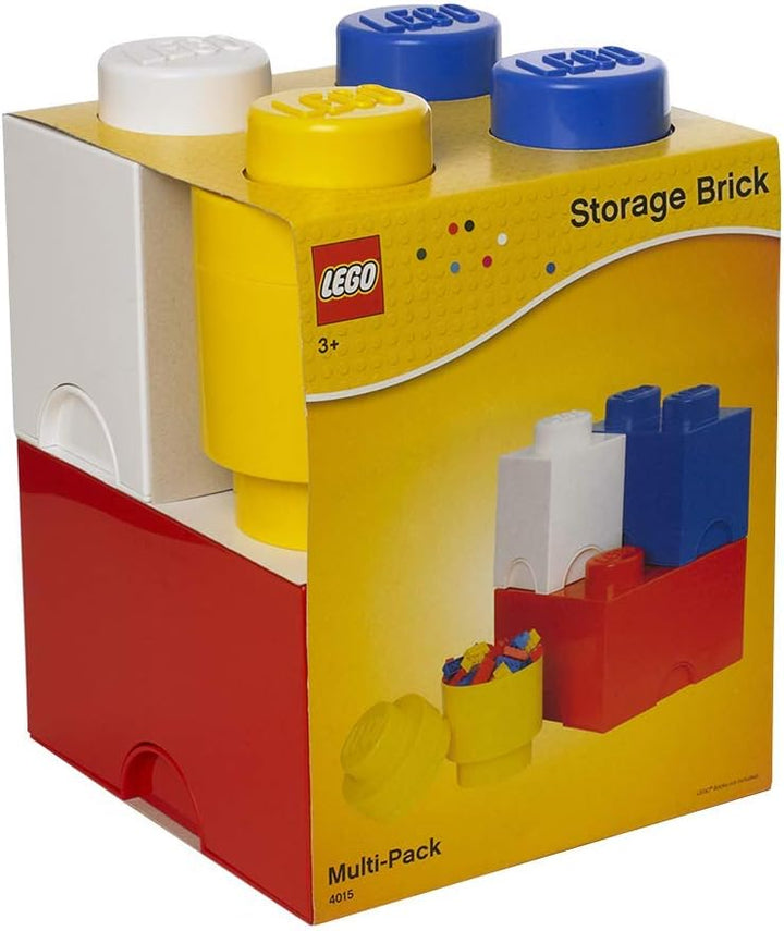 LEGO Aufbewahrungsstein Multi-Pack L, Stapelbare Aufbewahrungsboxen, 4er-Set Mehrfarbig Single, Mehr