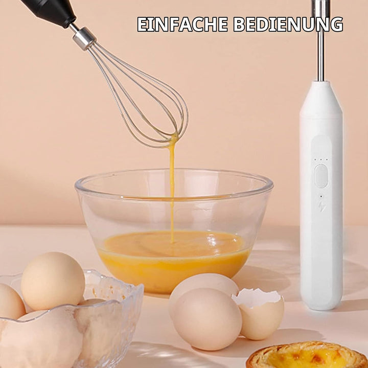 Handheld USB Lade Elektrische Schneebesen Tragbare Edelstahl Milchaufschäumer Küche Bar Liefert (Wei