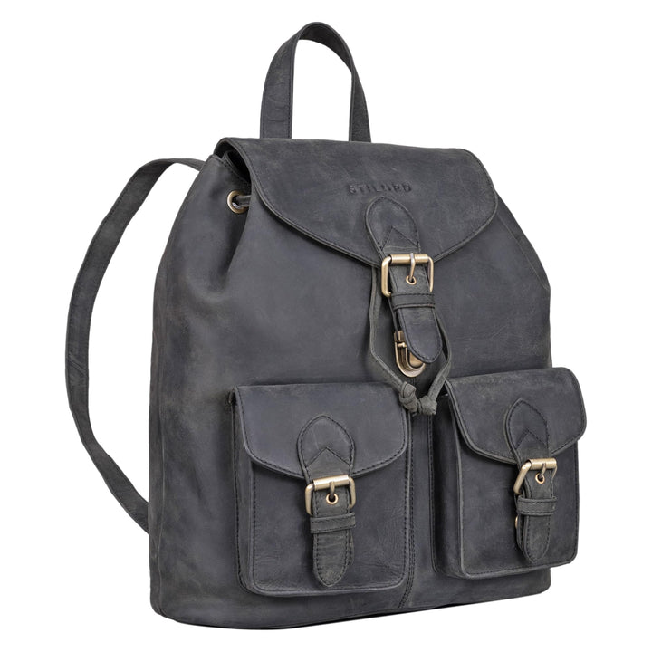 STILORD 'Ezra' Tagesrucksack Leder Daypack Gross Vintage Backpack ideal als Laptoprucksack 13,3 Zoll