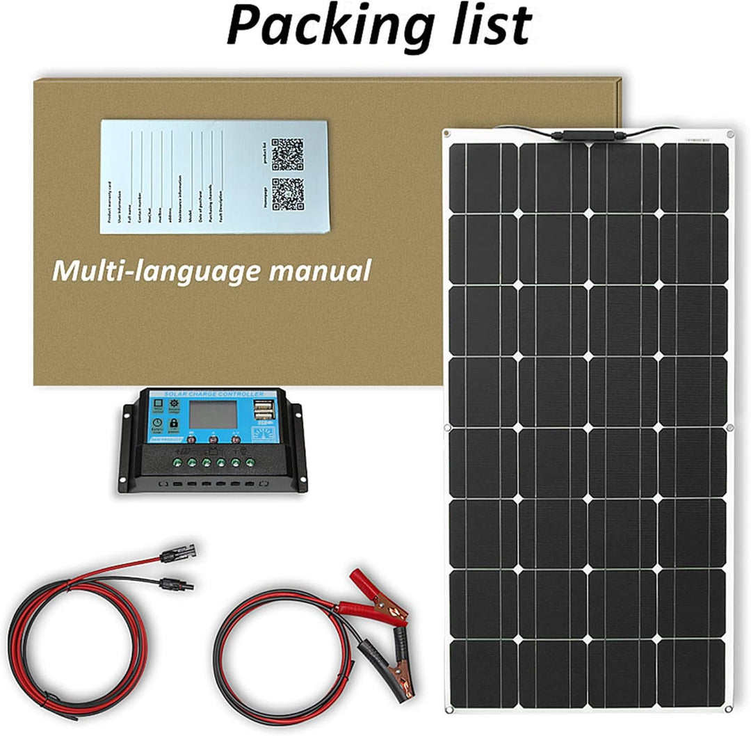 100W 12V Solarpanel Kit Flexible Monokristalline Solarpanel mit 10A Solarladeregler und 3m Solarkabe