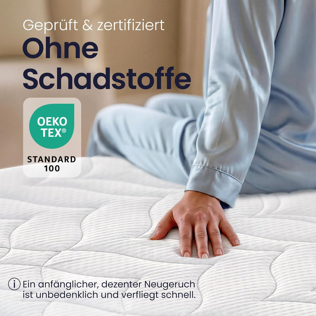 Meos® Gel-Schaum Topper 100x200 für Matratzen &amp; Boxspringbett - Made in Germany - hohes RG50 - Bezug