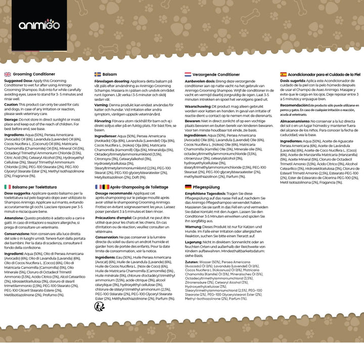 animigo Conditioner für Hunde & Katzen - 500ml Spülung - Mit Kokosöl & Avocadoöl - Für Langhaar & Ku