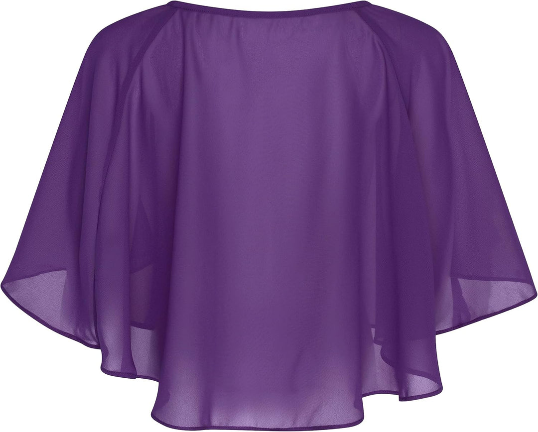 Bolerose weich Hochzeit Umhängetuch Abend Durchsichtiges Chiffon Überwurf Umhang Schultertuch Indigo