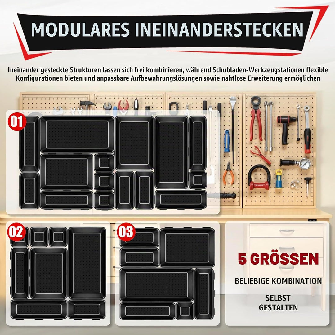 C&amp;T 46 Stück Werkzeugkoffer Organizer,Werkzeugaufbewahrung Schubladen Ordnungssystem Werkzeugkasten