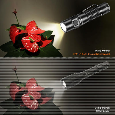 Wurkkos FC11-C LED Taschenlampe,led taschenlampe extrem hell,1300 Lumen Taschenlampe USB C Wiederauf