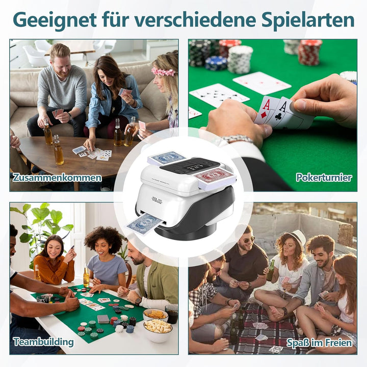 Automatische Kartenmischer und Kartensender mit 4 Kabellosen Kartengebertasten,360° Drehung für 1–3