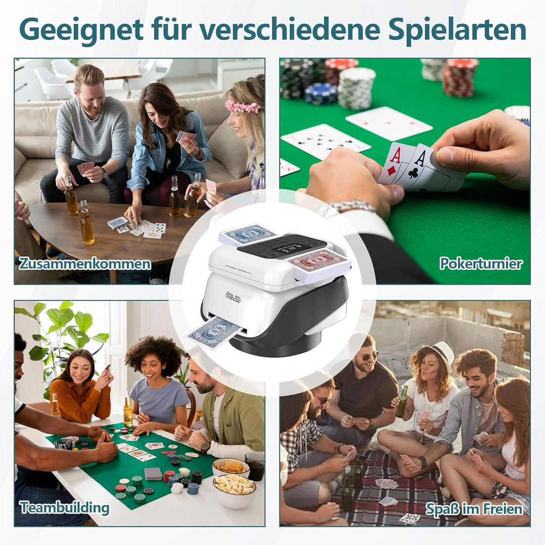 Automatische Kartenmischer und Kartensender mit 4 Kabellosen Kartengebertasten,360° Drehung für 1–3