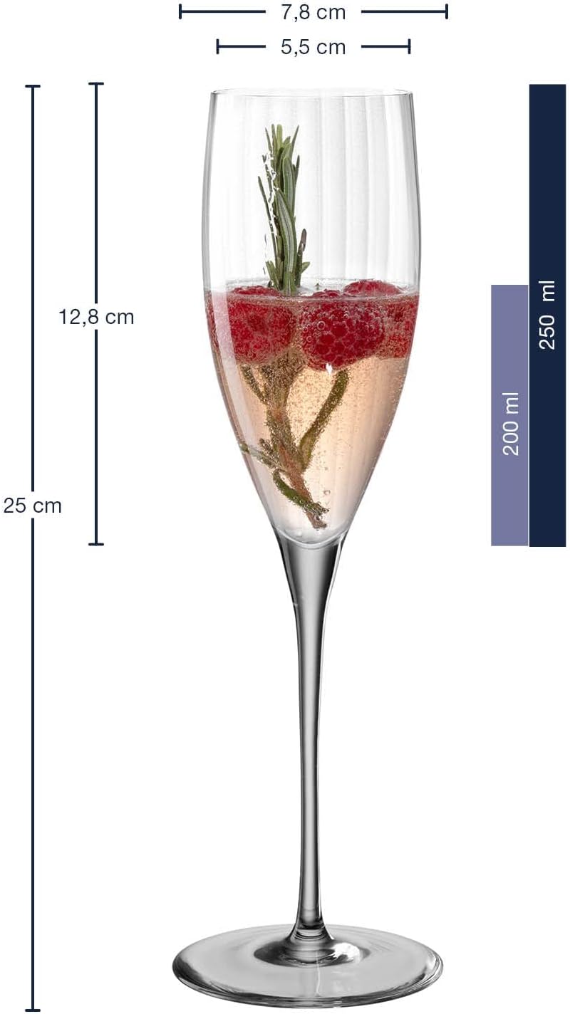 Leonardo Poesia Sektglas 6er Set, spülmaschinengeeignetes Champagnerglas, Höhe 25 cm, 250 ml, grau,
