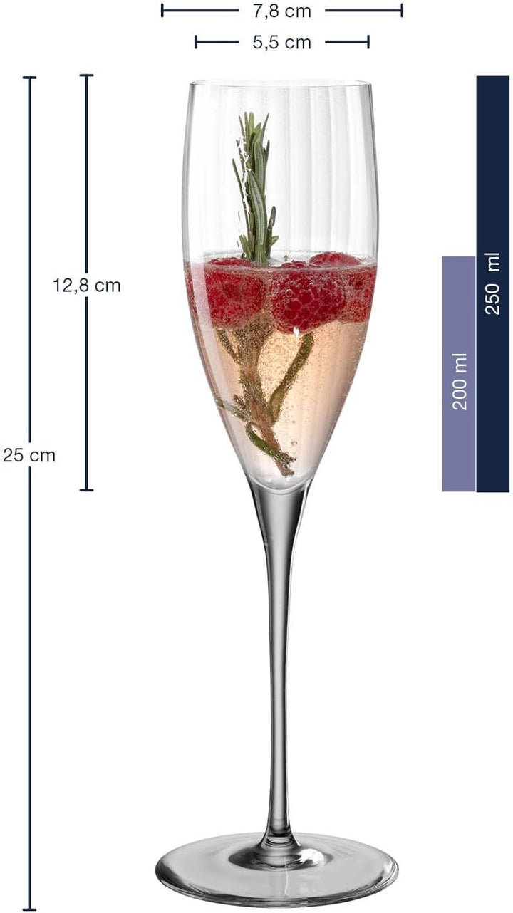Leonardo Poesia Sektglas 6er Set, spülmaschinengeeignetes Champagnerglas, Höhe 25 cm, 250 ml, grau,