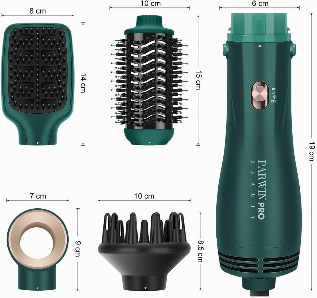 4 IN 1 Haartrockner Warmluftbürste Set, PARWIN PRO BEAUTY Styler-Set, Föhnbürste Lockenbürste mit 4