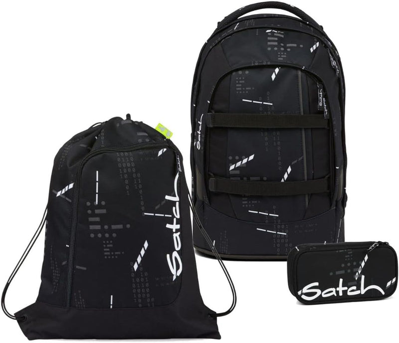 satch Pack Schulrucksack Set 3tlg. mit Schlamperbox und Sportbeutel Ninja Matrix, Ninja Matrix