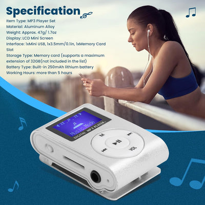 Mini-MP3-Player, Tragbarer Musik-Player, mit LCD-Bildschirm, Speicherkartenunterstützung, Maximale U
