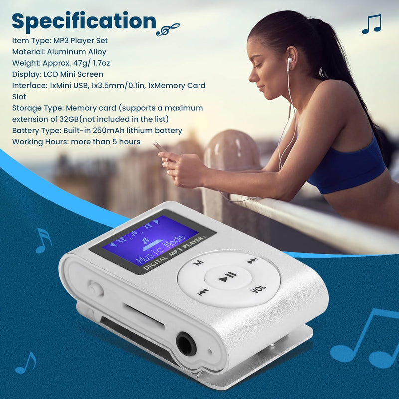 Mini-MP3-Player, Tragbarer Musik-Player, mit LCD-Bildschirm, Speicherkartenunterstützung, Maximale U