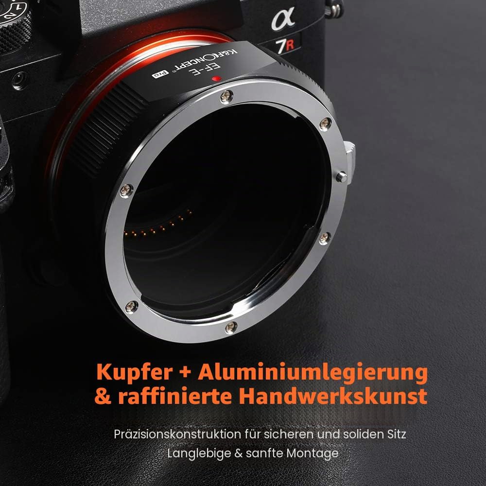 K&F Concept M12105 EOS-NEX Hochpräziser Manueller Objektivadapter Canon EOS an Sony Adapter Ring für