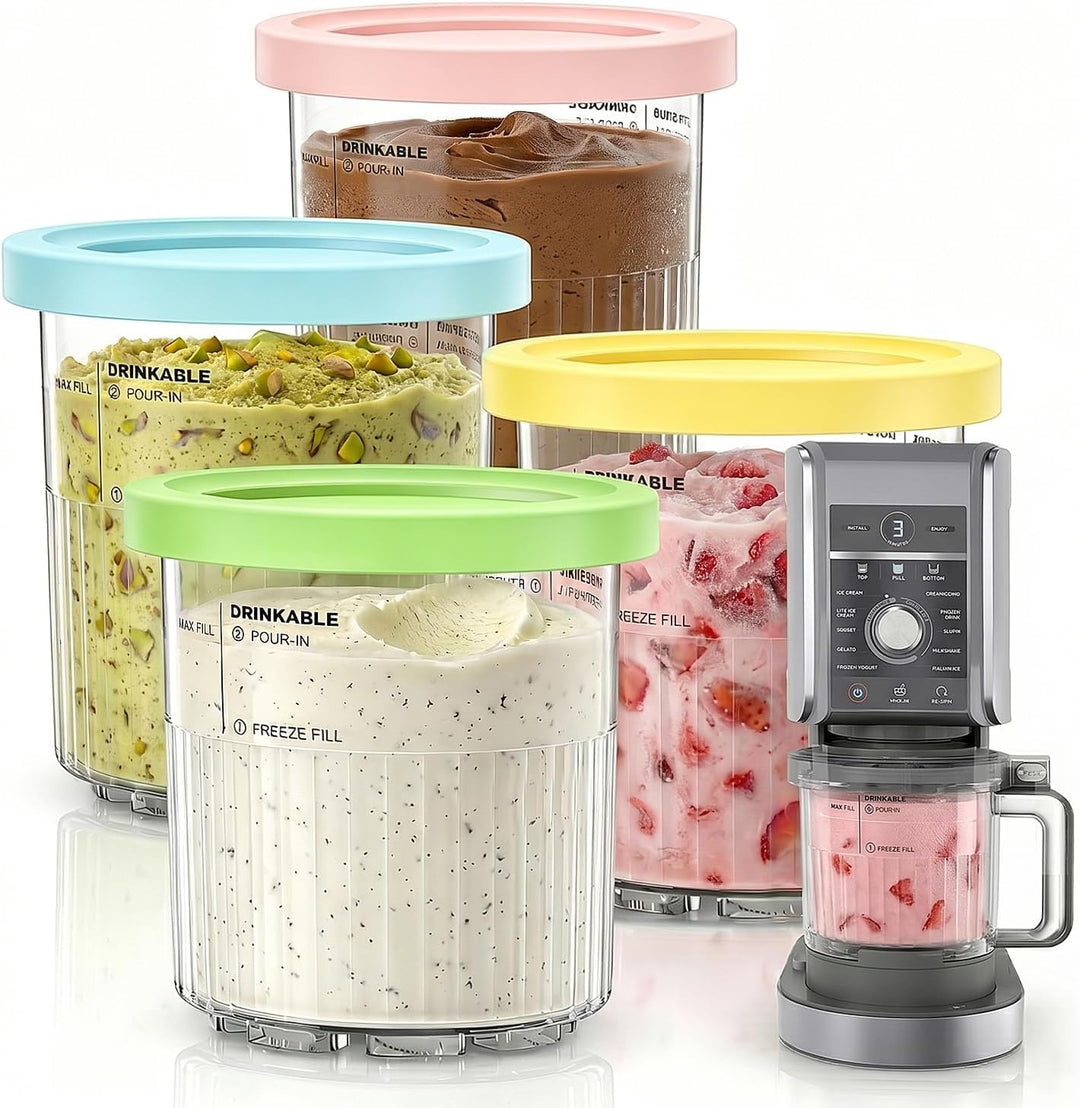 4er-Pack Eisbehälter für Ninja Creami Deluxe NC501 &amp; NC500, 710ml (24oz) Ersatzbecher mit auslaufsic