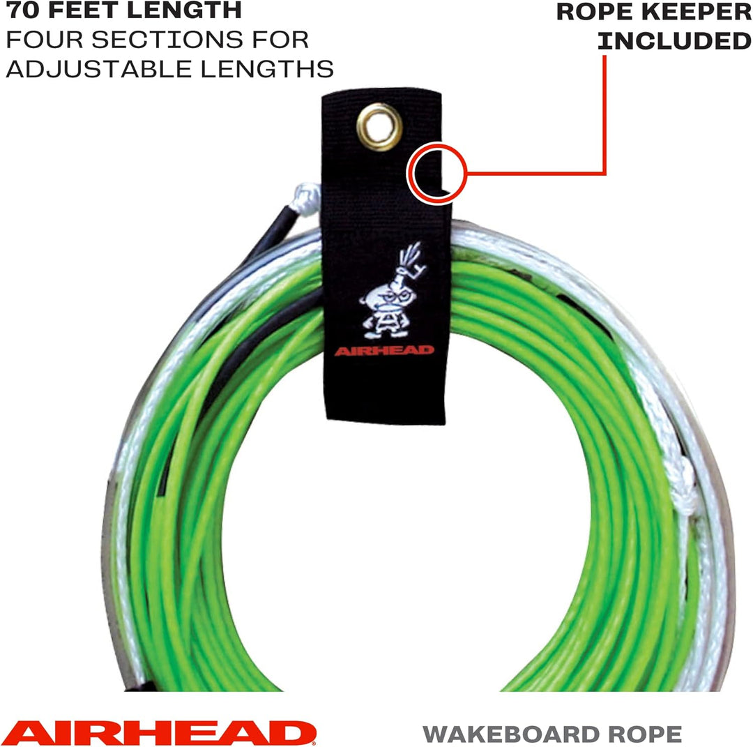 AIRHEAD Dyneema Wakeboard-Seil, flach, 4 Fächer, 2,8 m, erhältlich Grün, Grün