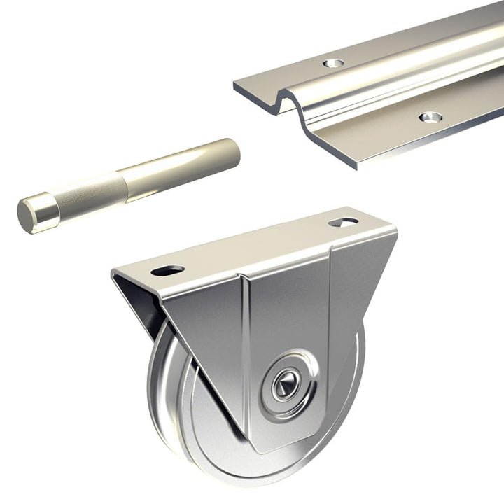 Ergänzungsset Schiebetorbeschlag SLID'UP 1600 mit Bodenlaufschiene 585 cm (3x 195 cm) für Tore bis 4