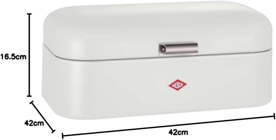 WESCO Grandy Brotkasten in der Farbe weiss matt, pulverbeschichtetes Stahlblech, Lüftungslöcher und