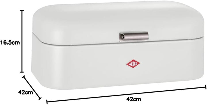 WESCO Grandy Brotkasten in der Farbe weiss matt, pulverbeschichtetes Stahlblech, Lüftungslöcher und