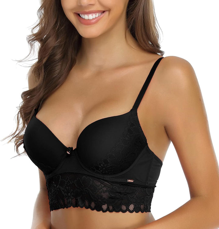 SHEKINI BH Damen mit Bügel Push Up BH mit Blumen Spitzen Schalen Bügel-BH T-Shirt Nahtloser BHS Sexy