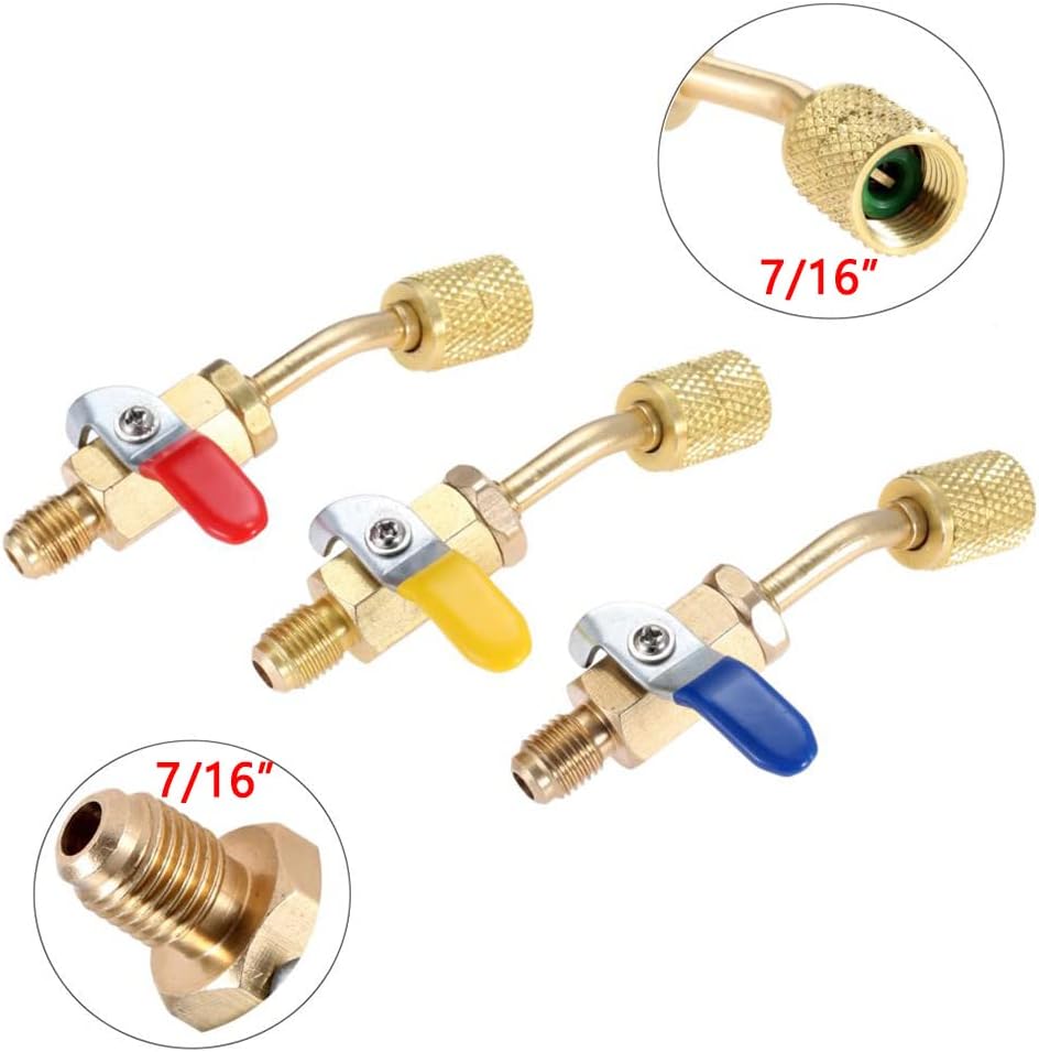 Riloer 3 Stück 7/16" Stecker auf 7/16" Buchse 45 Grad abgewinkelter Kugelhahn mit manueller Absperru