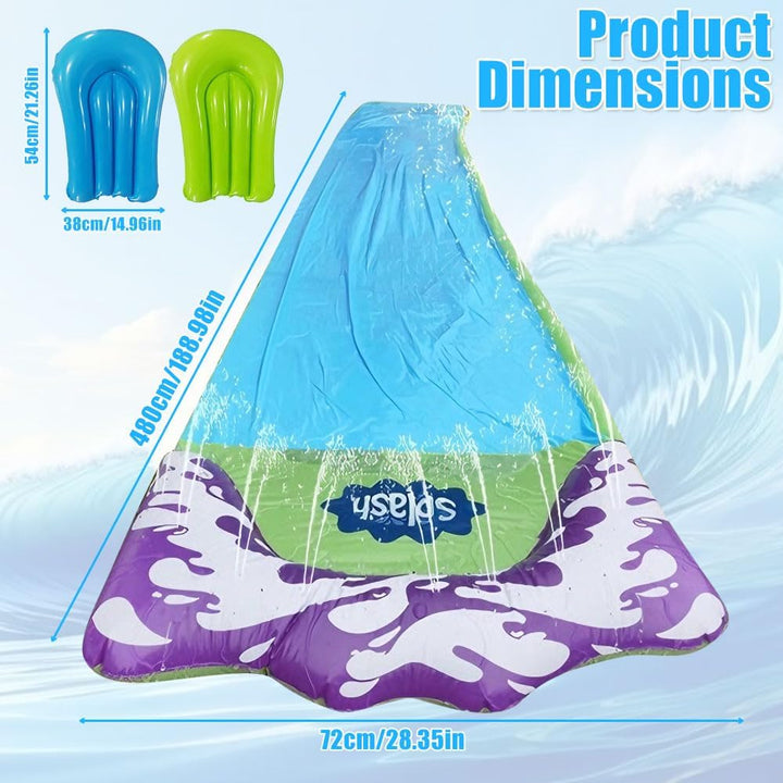 Wasserrutsche Garten für Kinder, 15.8ft/480cm Aufblasbare Wasserrutsche mit 2 Bodyboards, Single Was