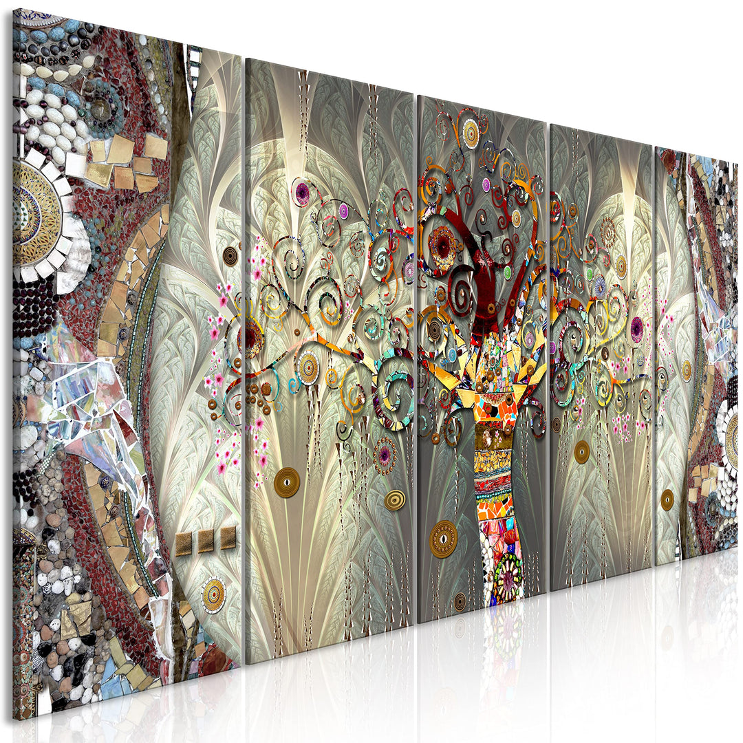 murando Acrylglasbild Gustav Klimt Baum des Lebens 150x60 cm 5 Teilig Wandbild auf Acryl Glasbilder