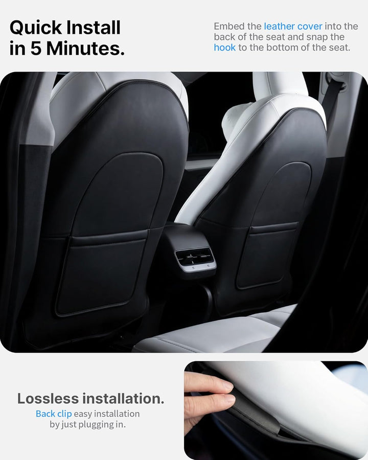 2 Stück für Tesla Model 3 Model Y, Leder-Sitzrückenschutz, Zubehör 2024 2025, Kinder-Kick-Matten, Si