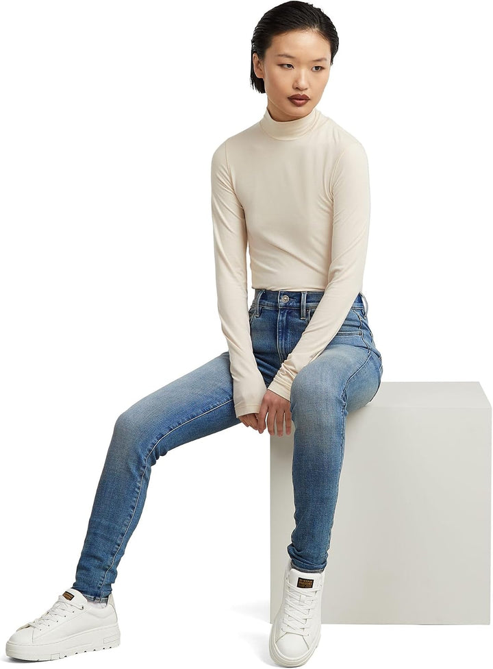 G-STAR Damen Jeans Hose 3301 Skinny Stretchdenim Greyblue Used 23W / 28L Blau (Vintage Gold Digger D