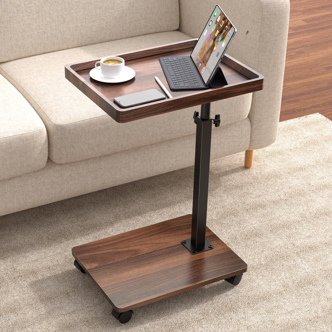 XNSDXV Beistelltisch mit Rollen, Beistelltisch Höhenverstellbar haben 360° Rotierend, C-Form Sofa Ti