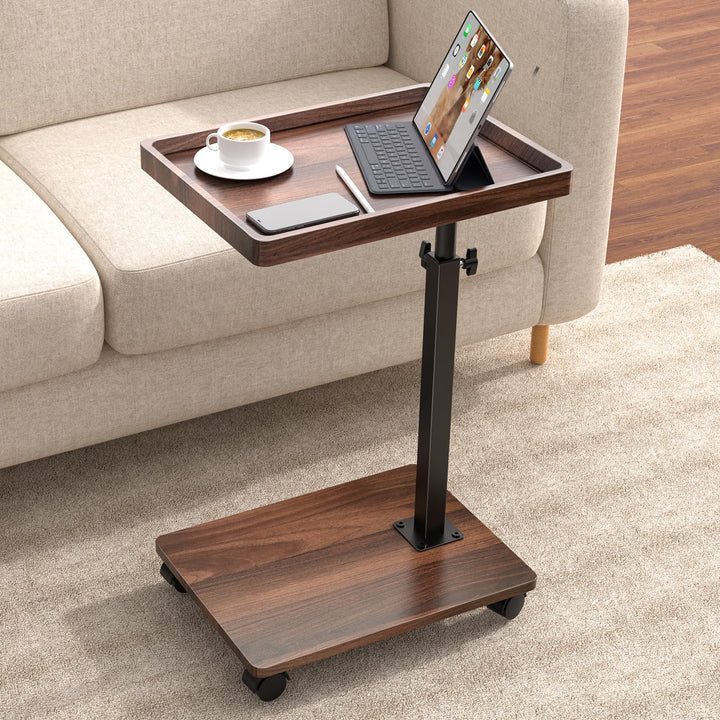 XNSDXV Beistelltisch mit Rollen, Beistelltisch Höhenverstellbar haben 360° Rotierend, C-Form Sofa Ti