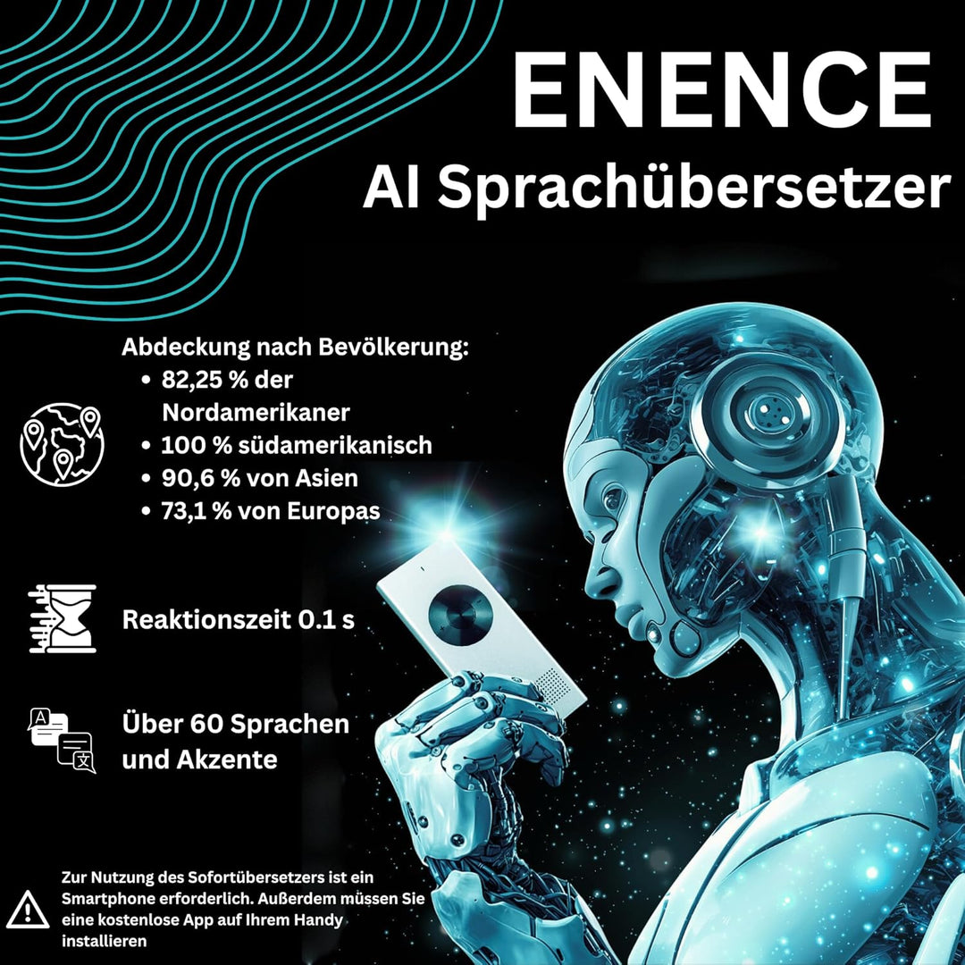 Enence Sofortübersetzer Original, Muama Übersetzer Zwei-Wege-Echtzeit-AI-Sofortübersetzer für 60+ Sp