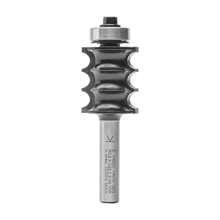ENT 14850 Dekorativer Profilfräser HW, Schaft (S) 8 mm, Durchmesser (D) 22,2 mm, NL 25,4 mm, R 3,2 m