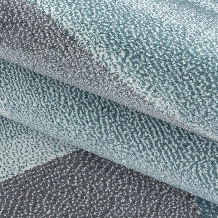 Teppich Wohnzimmer 80x150 cm Läufer Flur Blau Geometrisch Abstrakt Design - Schlafzimmer Teppich Kur