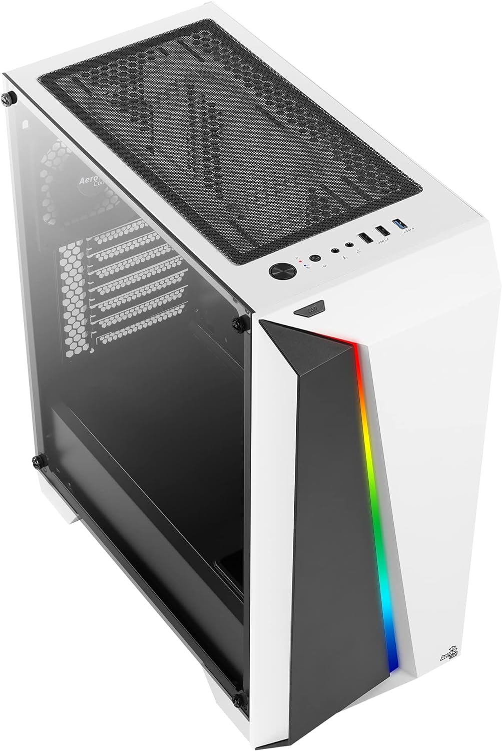 Aerocool CYLONPROWG, ATX RGB PC-Gehäuse, Hartglas, 12 cm Lüfter, weiss Weiss CYLONPRO, Weiss CYLONPR