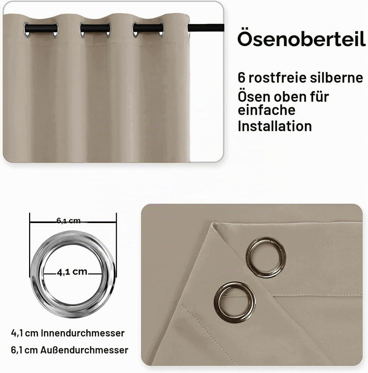 DWCN Vorhang Blickdicht mit Ösen 2 Stücke Verdunkelungsgardinen Thermogardine Vorhänge Dunkel Thermo