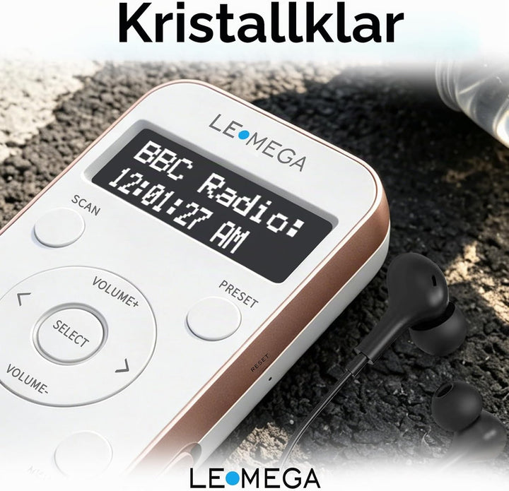 LEMEGA PR1L Taschen-DAB-Radio, FM-Radio, tragbares DAB+-Radio, inkl. Kopfhörer, wiederaufladbare Bat