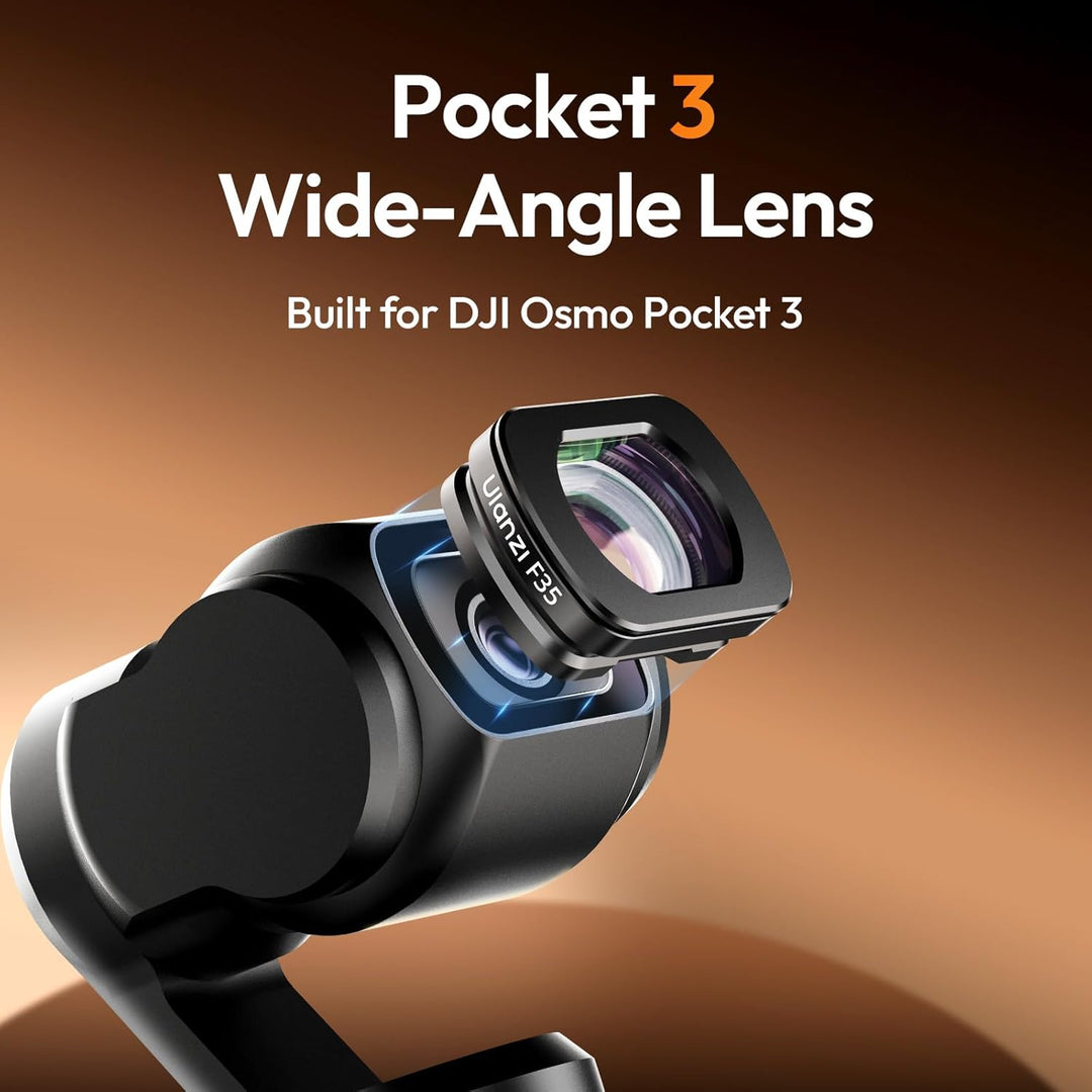 ULANZI F35 Pocket 3 Weitwinkelobjektiv, 112° Weitwinkelobjektiv kompatibel mit DJI Osmo Pocket 3 Zub