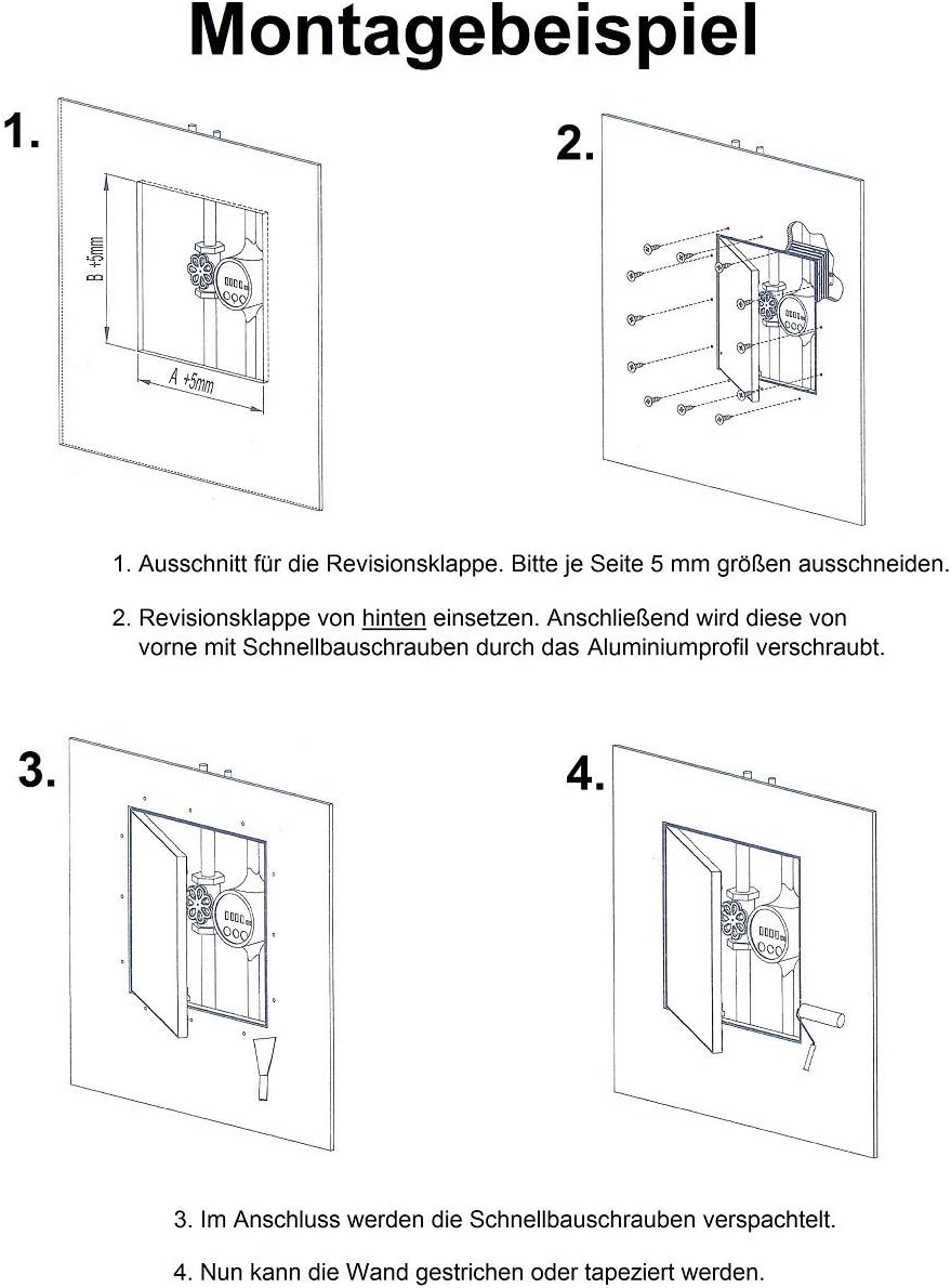 Revisionsklappe GK-Einlage 250x330mm Gipskarton 12,5 mm KRAL7 Revisionstür Revision Wartungstür 25x3