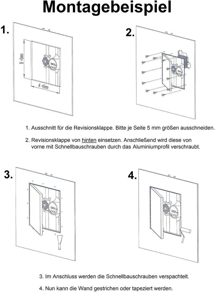 Revisionsklappe GK-Einlage 250x330mm Gipskarton 12,5 mm KRAL7 Revisionstür Revision Wartungstür 25x3