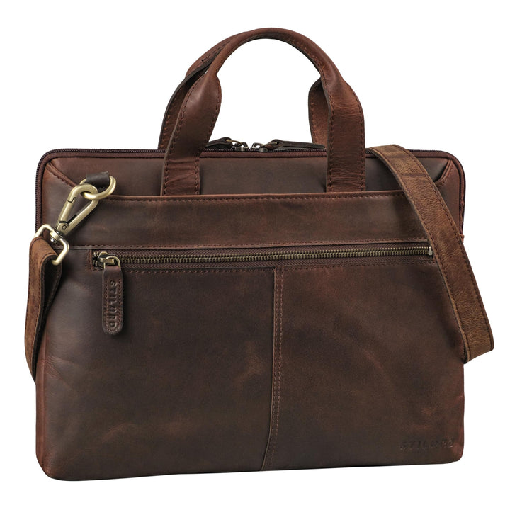 STILORD Ross Vintage Laptoptasche 13,3 Zoll - 14 Zoll Leder Laptophülle Herren Schmal Dokumententasc