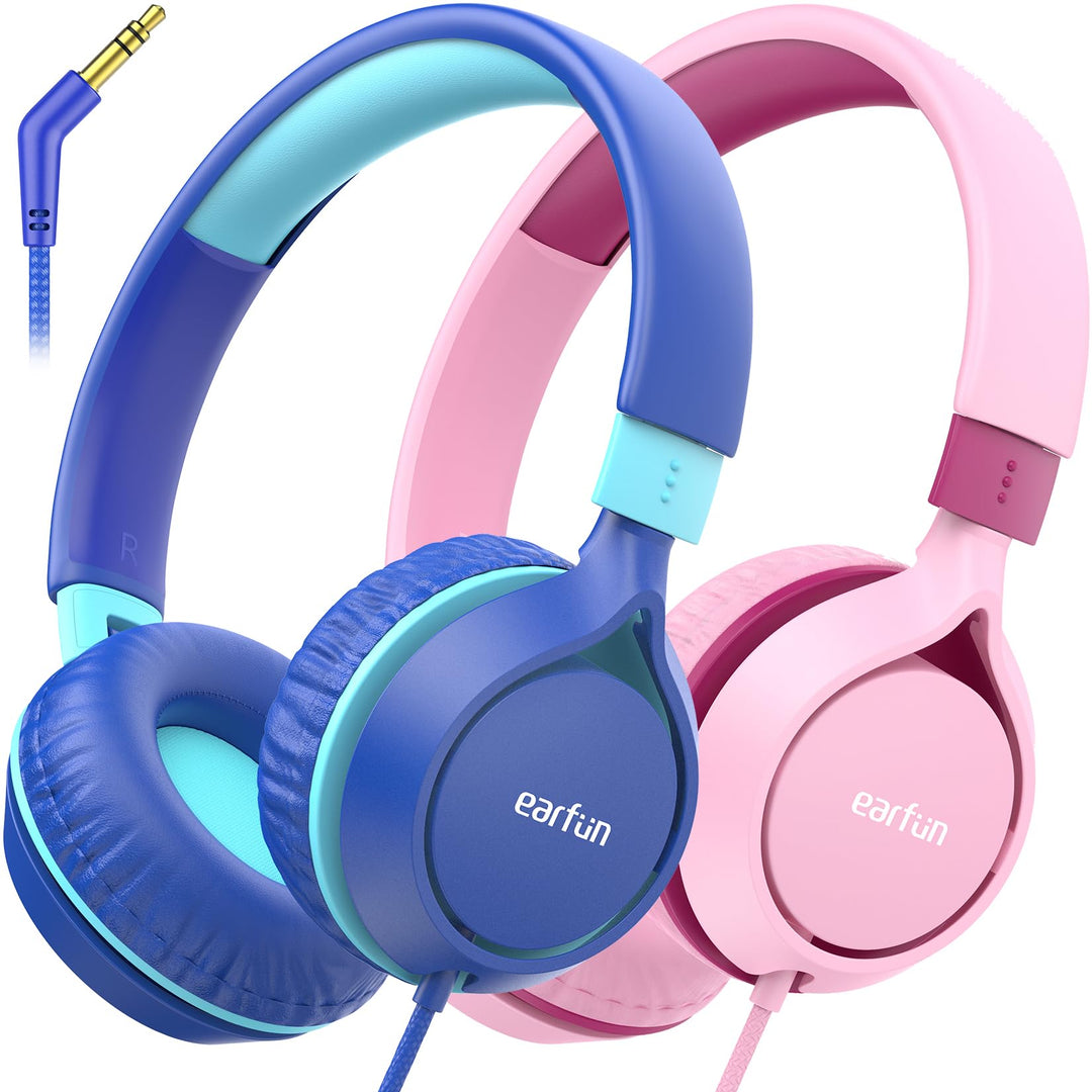 Kinder Kopfhörer [2er-Pack], EarFun Kopfhörer Kinder mit Kabel, 85dB Lautstärkenbegrenzer, Superleic