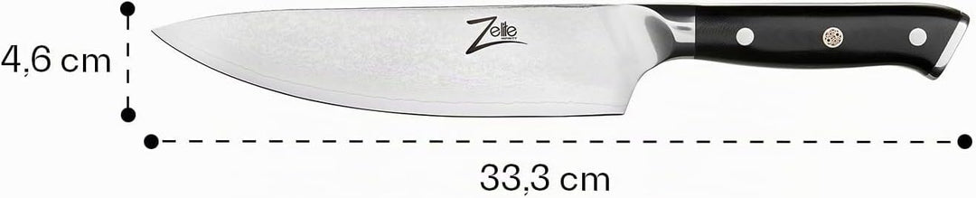 Zelite® Damastmesser, Scharfes Küchenmesser 20,3 cm, Japanisches Messer für Zuhause und Gastro, Prof