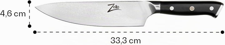 Zelite® Damastmesser, Scharfes Küchenmesser 20,3 cm, Japanisches Messer für Zuhause und Gastro, Prof