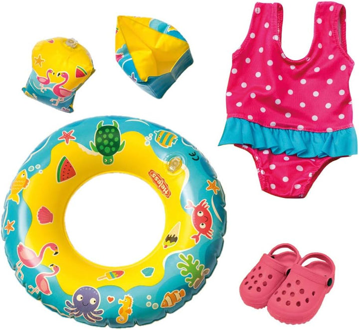 Heless 88 - Schwimmset für Puppen, Badeanzug, ClogsPuppengrösse ca. 35-45 cm & 66 - Schwimmset für P
