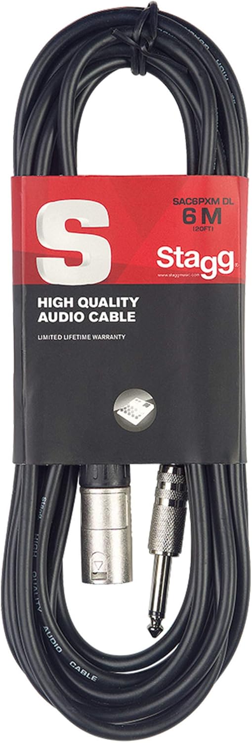Stagg Unsymmetrisches männliches XLR-zu-Klinkenkabel zum Anschluss Ihrer Gitarre an eine DI-Box, Eff